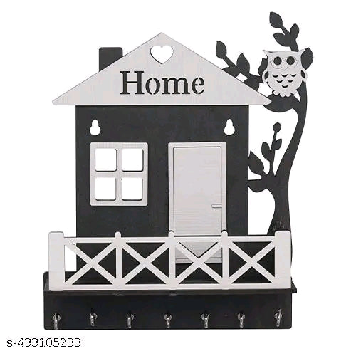 π β¨ HOME Wooden Keychain Holder β Matte Black & White Premium Finish ππ€