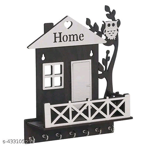 π β¨ HOME Wooden Keychain Holder β Matte Black & White Premium Finish ππ€