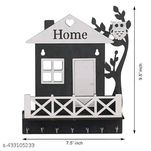 π β¨ HOME Wooden Keychain Holder β Matte Black & White Premium Finish ππ€