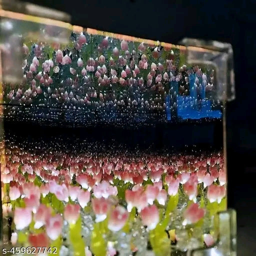 🌸✨ Tulip Cube Mirror Lamp 🌈 | 30 LED Flower Lights 🌷 | 2-in-1 Mirror & Decorative Table Lamp 💡 | Elegant Glass Design 🌟 | Perfect for Bedroom, Living Room, or Gift 🎁