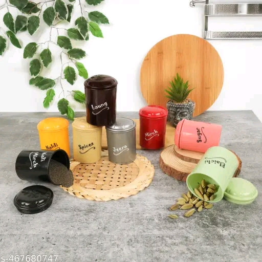 ✨ Airtight Kitchen Storage Container Set [Pack of 8] – Perfect for Food, Mirchi, Haldi, Jeera & More | Unbreakable Plastic Jars for Organized Kitchen 🫙🌶️