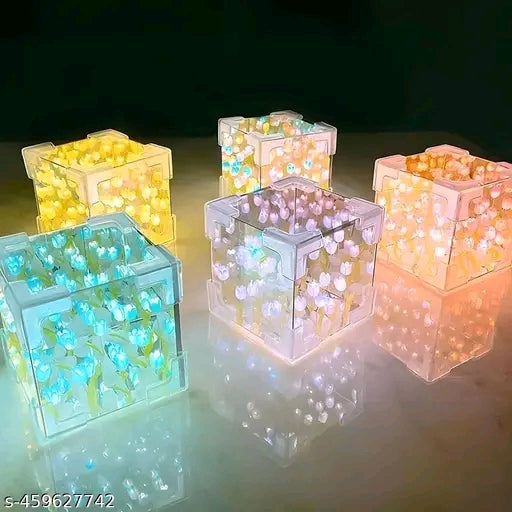 🌸✨ Tulip Cube Mirror Lamp 🌈 | 30 LED Flower Lights 🌷 | 2-in-1 Mirror & Decorative Table Lamp 💡 | Elegant Glass Design 🌟 | Perfect for Bedroom, Living Room, or Gift 🎁