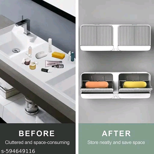 🧼 Sleek White Wall-Mount ABS Plastic Soap Dish - Modern & Durable Bathroom Organizer