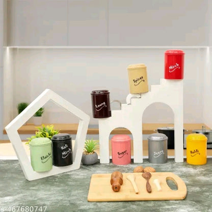 ✨ Airtight Kitchen Storage Container Set [Pack of 8] – Perfect for Food, Mirchi, Haldi, Jeera & More | Unbreakable Plastic Jars for Organized Kitchen 🫙🌶️