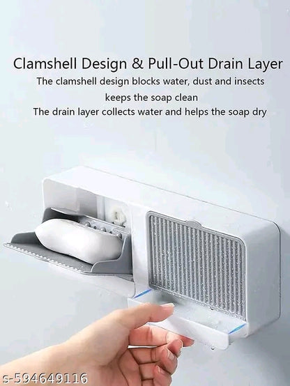 🧼 Sleek White Wall-Mount ABS Plastic Soap Dish - Modern & Durable Bathroom Organizer
