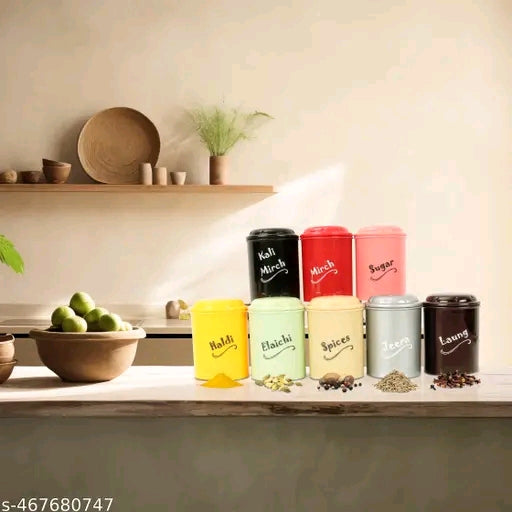 ✨ Airtight Kitchen Storage Container Set [Pack of 8] – Perfect for Food, Mirchi, Haldi, Jeera & More | Unbreakable Plastic Jars for Organized Kitchen 🫙🌶️